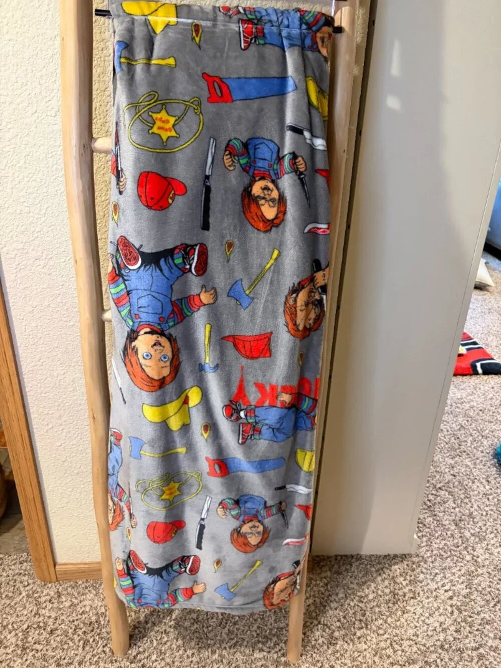 Chucky Child's Play Plush Blanket Full Queen 90x90 Horror Halloween NWT